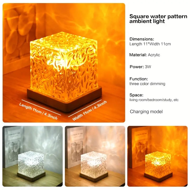 Water Ripple LED Night Light for Bedroom & Gaming Room