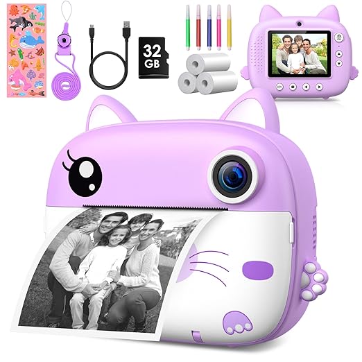Kids Instant Print Camera with 2.5K Video