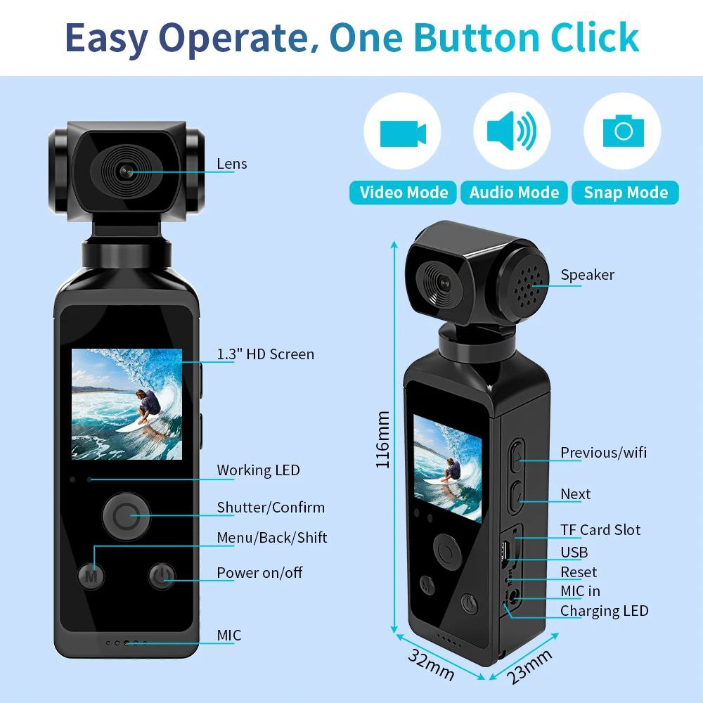 Ultra HD Pocket Action Camera – 270° Rotatable