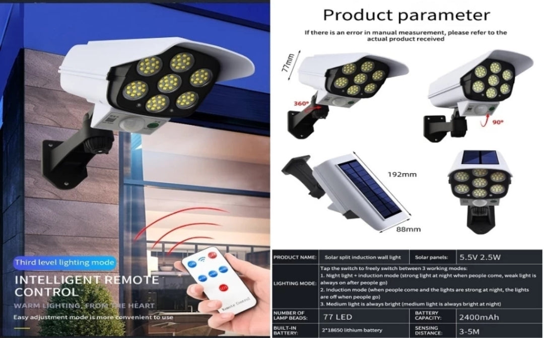 Solar Garden Spotlight with Remote & Motion Sensor