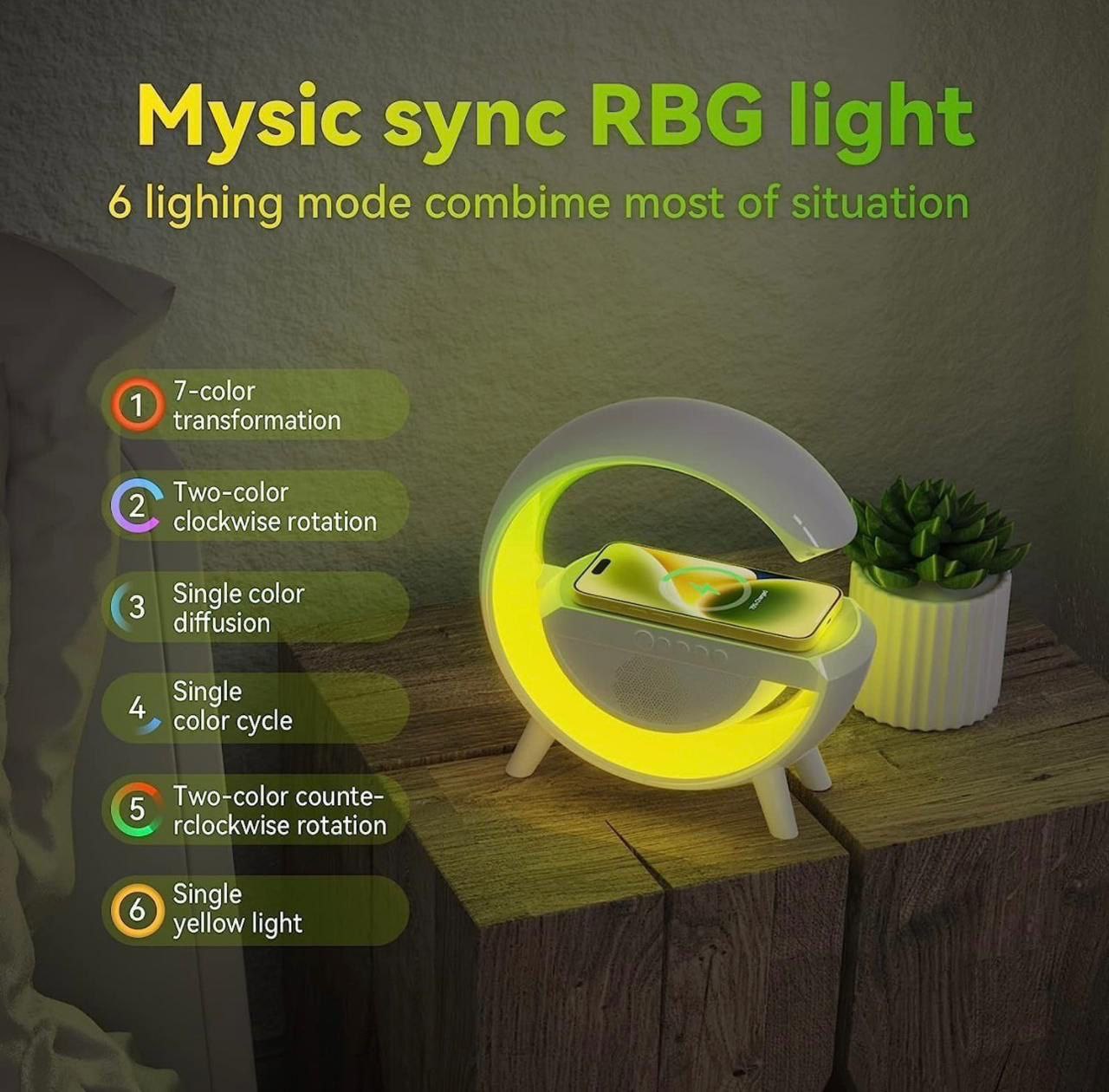 3-in-1 RGB Bluetooth Speaker with Fast Wireless Charging