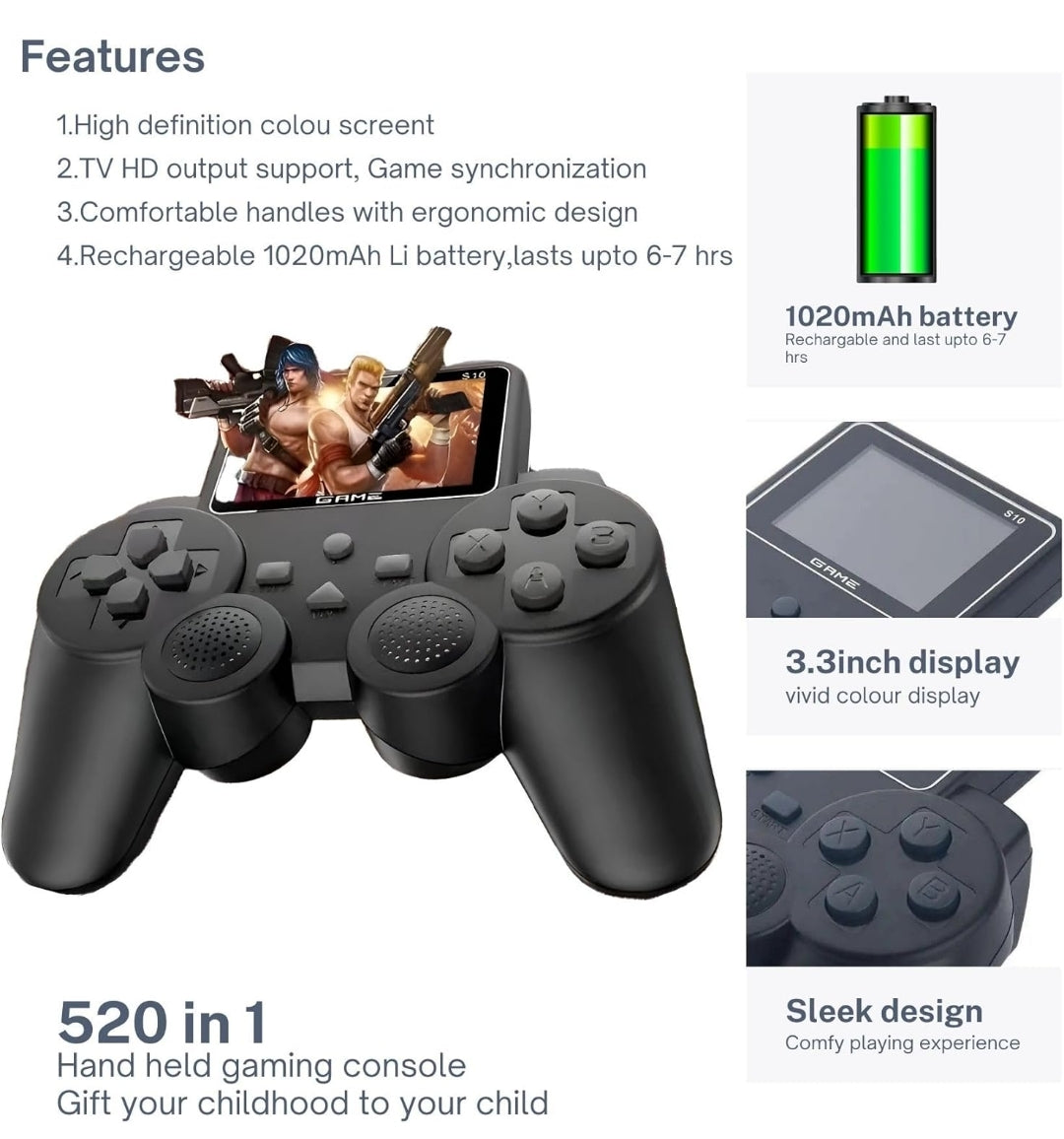 DXP S10 Retro Handheld Game Console – 520 Built-in Games